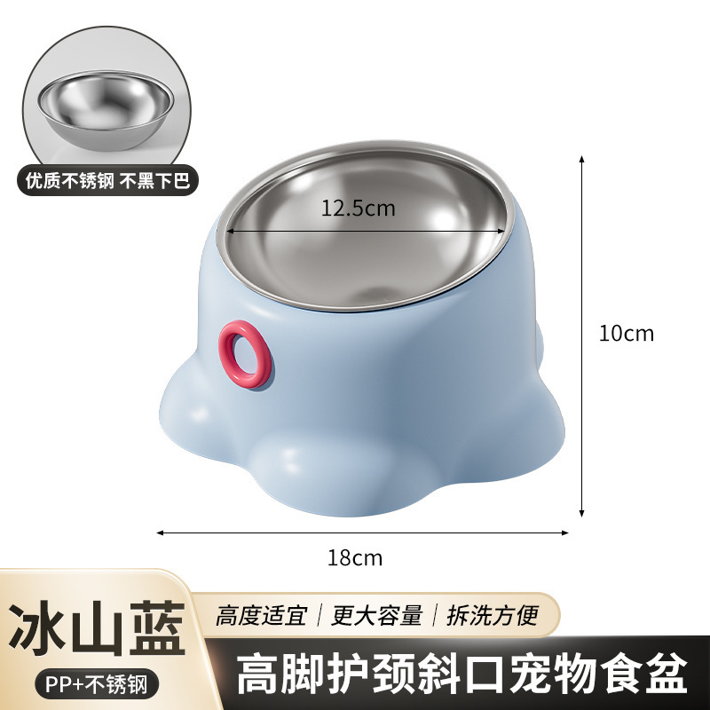 Fabricantes al por mayor Macarons Octopus Cat Cat Bowl Protector de cuello Bowl Cat Food Bowl Anti-volcado para mascotas Tazón de acero inoxidable