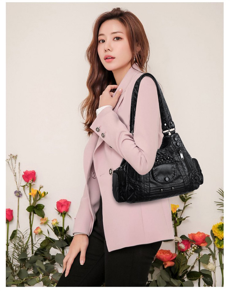 All Seasons Season Women's Gender Vintage Style Style Square Shape Women's All Seasons Polyester Color Block Solid Color Vintage Style Square Zipper Shoulder Bag