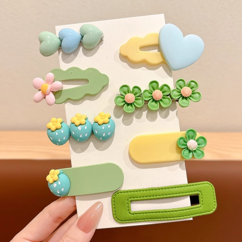 3 horquillas para niños amarillos y verdes (juego de 8 piezas)