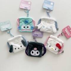 イヤホンバッグ、かわいい長い耳の白いウサギのぬいぐるみバッグ、人形のクロスボディバッグ、コインバッグ、巾着ポケット、ティッシュ