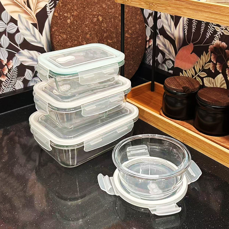 High Borosilicate Glass Fresh-Keeping Bowl, Microwaveable, Frozen, Separated Lunch Box, Student Work Rectangular Round Lunch Box High Borosilicate Glass Fresh-Keeping Bowl, Microwaveable, Frozen, Separated Lunch Box, Student Work Rectangular Round Lunch Box