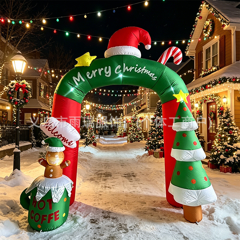 Navidad grande molde de aire arco sombrero de Navidad elemento decoración de patio al aire libre decoración led luminoso molde de aire inflable