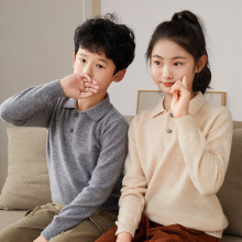 秋冬儿童羊毛衫中大男女童毛衣纯色套头polo领加厚保暖打底羊绒衫