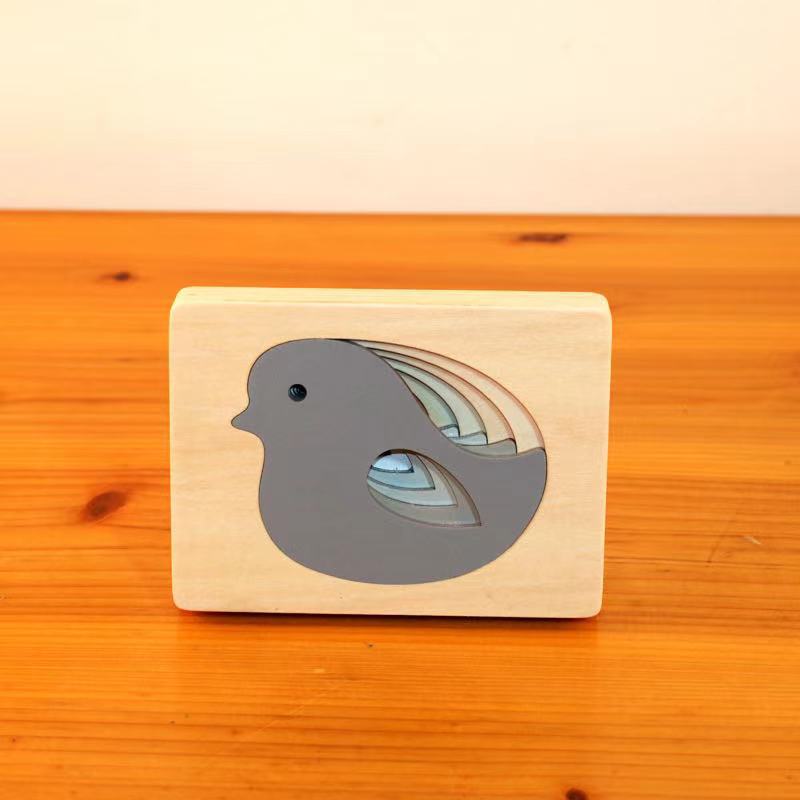 Juguete de rompecabezas de color degradado de dibujos animados animal de cinco capas rompecabezas de Historia de múltiples capas para niños educación temprana Generación de juguetes de madera