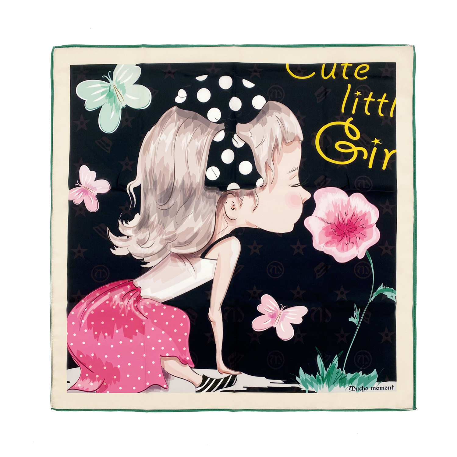 小方巾丝巾女小女孩细嗅蔷薇简约百搭春夏季职业银行空姐气质领巾|ru