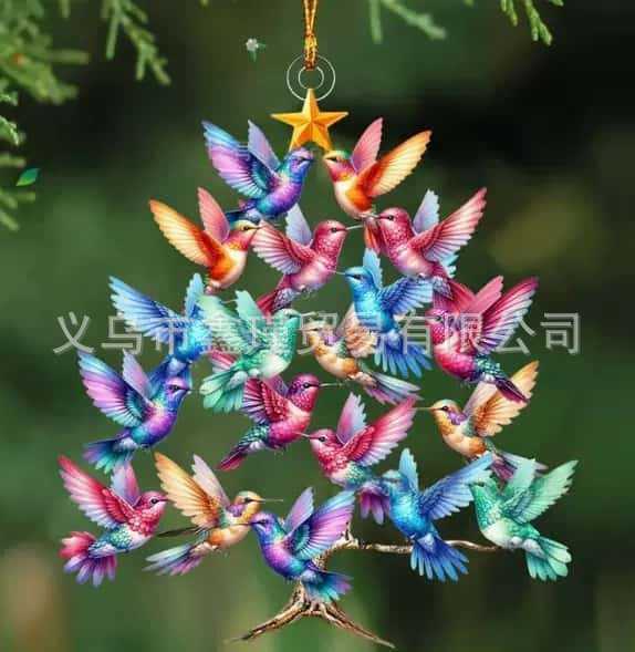 Nuevos productos transfronterizos de acrílico plano de simulación de pájaros colgante de decoración de Navidad árbol de Navidad colgante de decoración para el hogar image 10