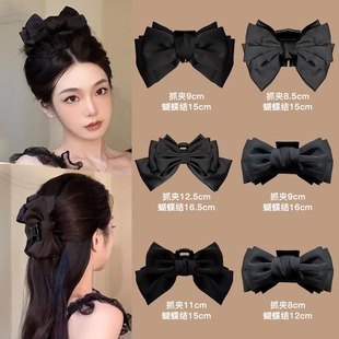 Black Double-sided Bow Clip Women's High-end Hair Accessory Sweet Princess Shark Clip Hair Accessories on the Back of the Head