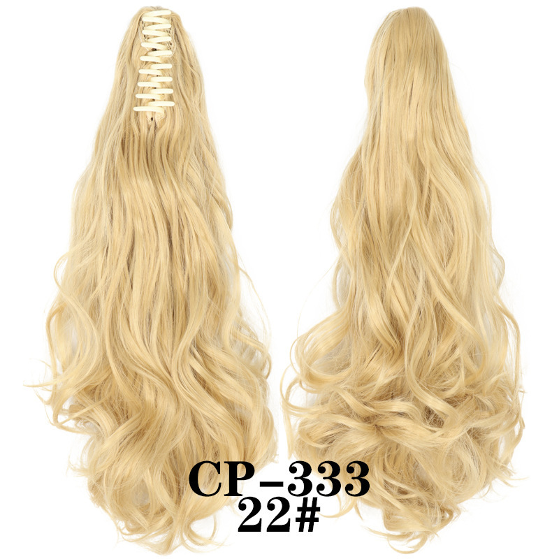 Europa y los Estados Unidos pelucas ondas largas pelucas de fibra química agarrar clip de cabello rizado garra de caballo 8 dientes fábrica de cola de caballo en stock