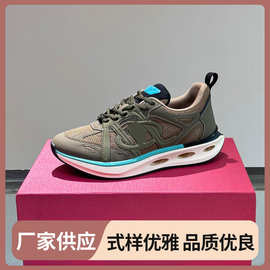 高端男士休闲鞋真皮拼接帆布透气运动鞋厚底减震跑鞋小白鞋潮牌男