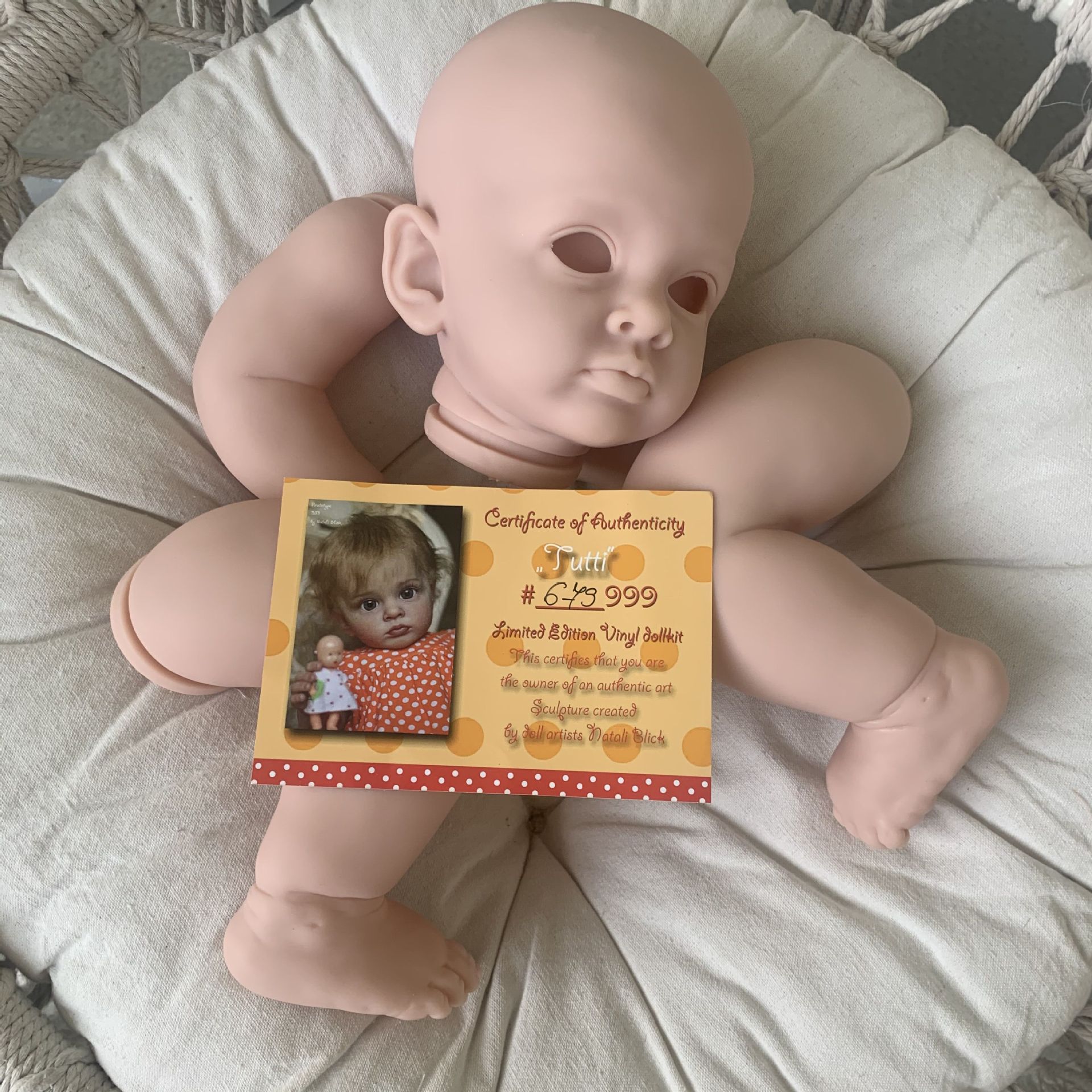 Certificado transfronterizo, molde para bebé recién nacido, kit de muñeca DIY TUTTI de 23 pulgadas, suministro de alta resistencia, dropshipping de una sola pieza.