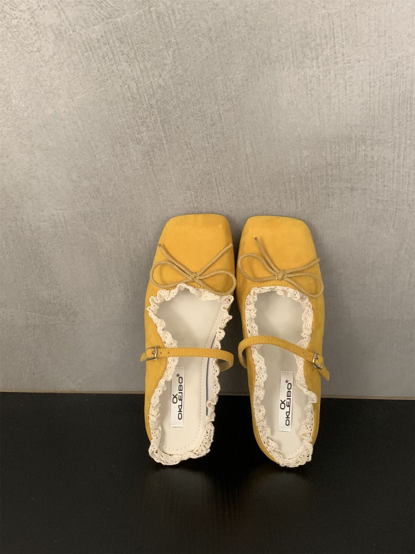 Zapatos de mujer de noche suave plano francés Mary Jane semi-pantuflas Zapatos individuales con lazo Zapatos de ballet azul retro de primavera y verano