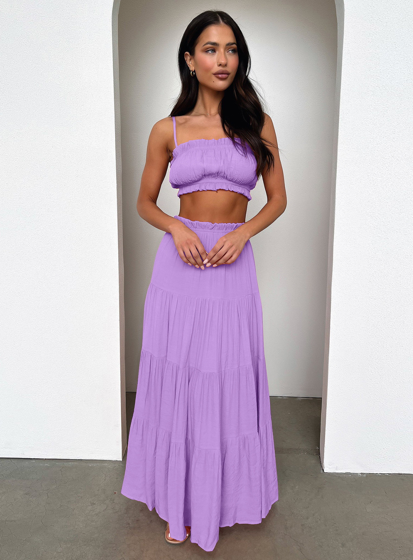 Summer Spring Streetwear Solid Color Cotton Maxi Long Dress Skirts display picture 4