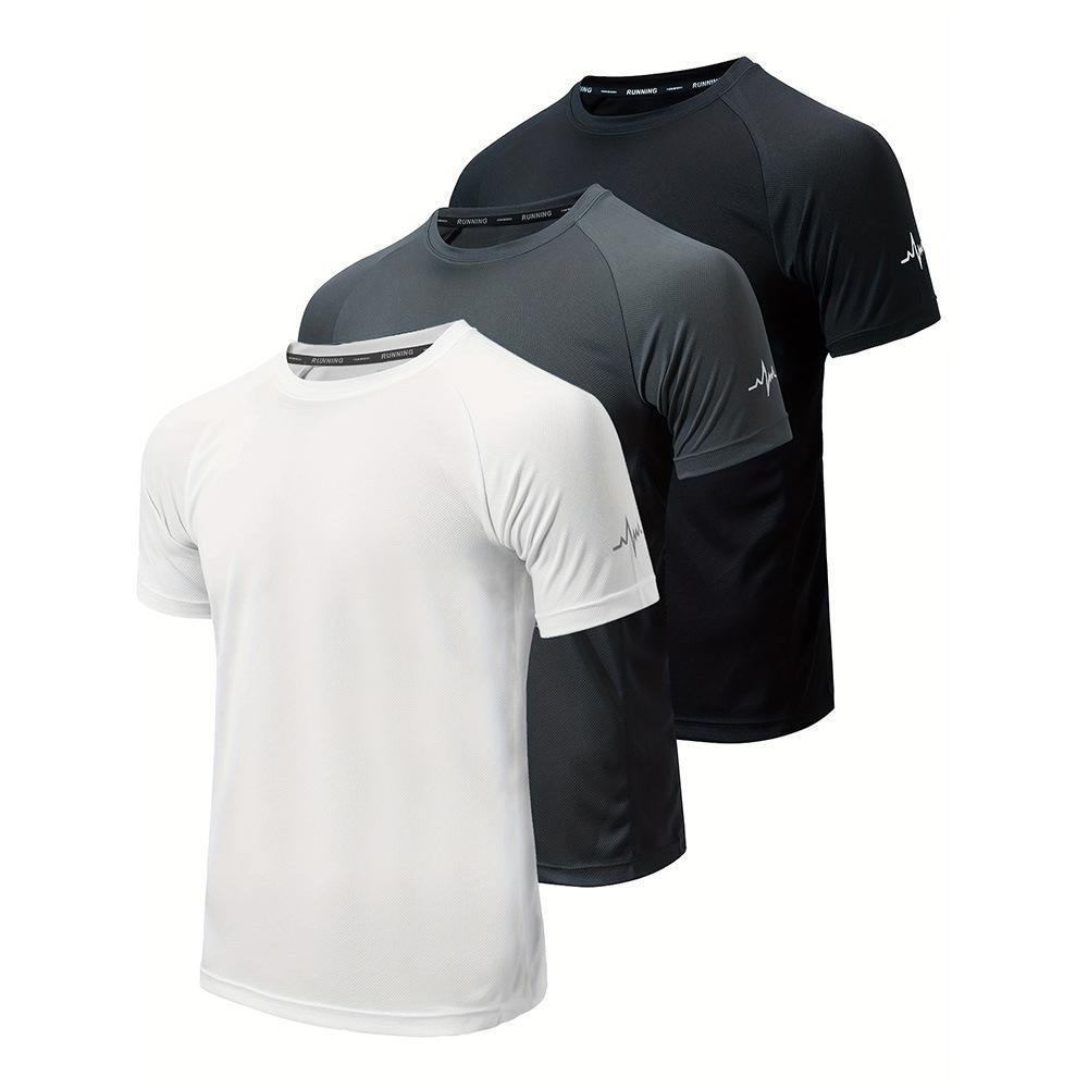 Men's Quick-Dry Performance T-Shirts 3-Pack - Moisture-Wicking Gym & Running Shirts With Breathable Fabric_voghion.com