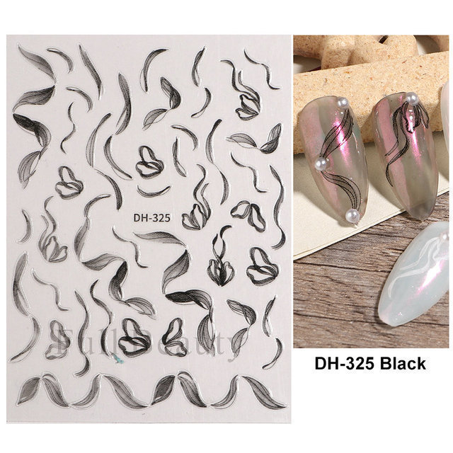跨境热款美甲贴纸 ins经典色法式线条星芒四芒星太阳之神指甲贴纸|undefined