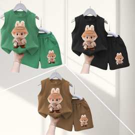 男童夏季新款无袖短裤背心卡通套装可爱休闲潮款帅气百搭两件套潮