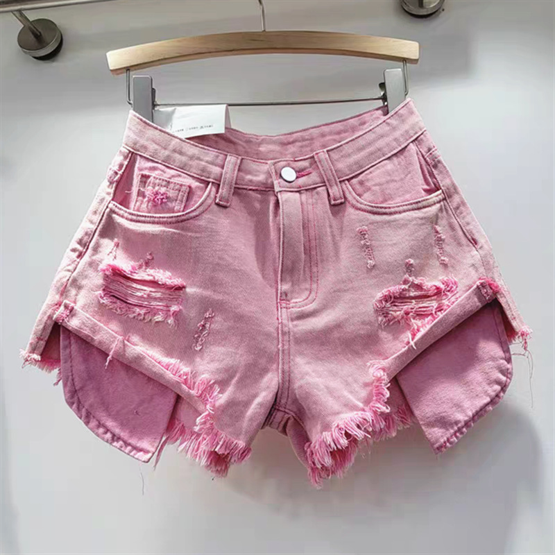 Pantalones Cortos de Mezclilla Holgados con Desgastes y Bordes Deshilachados