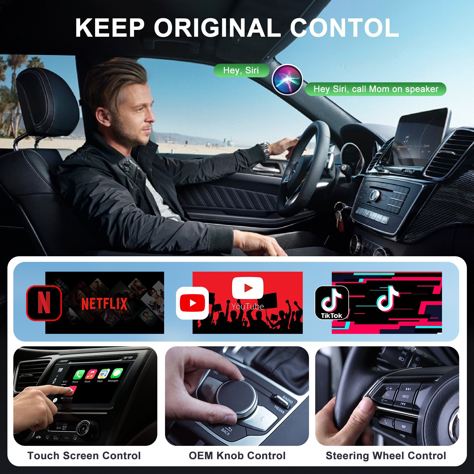 Cross-border Carplay original car wired to wireless carplay movie video car machine intelligent AIBOX adapter