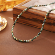 天然绿松石圆珠手工串珠项链春夏沙滩风高级感时尚百搭个性锁骨链