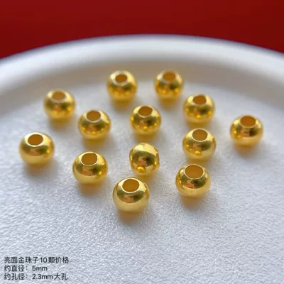 925 Ancient Silver Gold-Plated Accessories, Shiny Zərgərlik ara hissələri - 925-silver-gold-beads-25mm-dark-gold-10-pieces