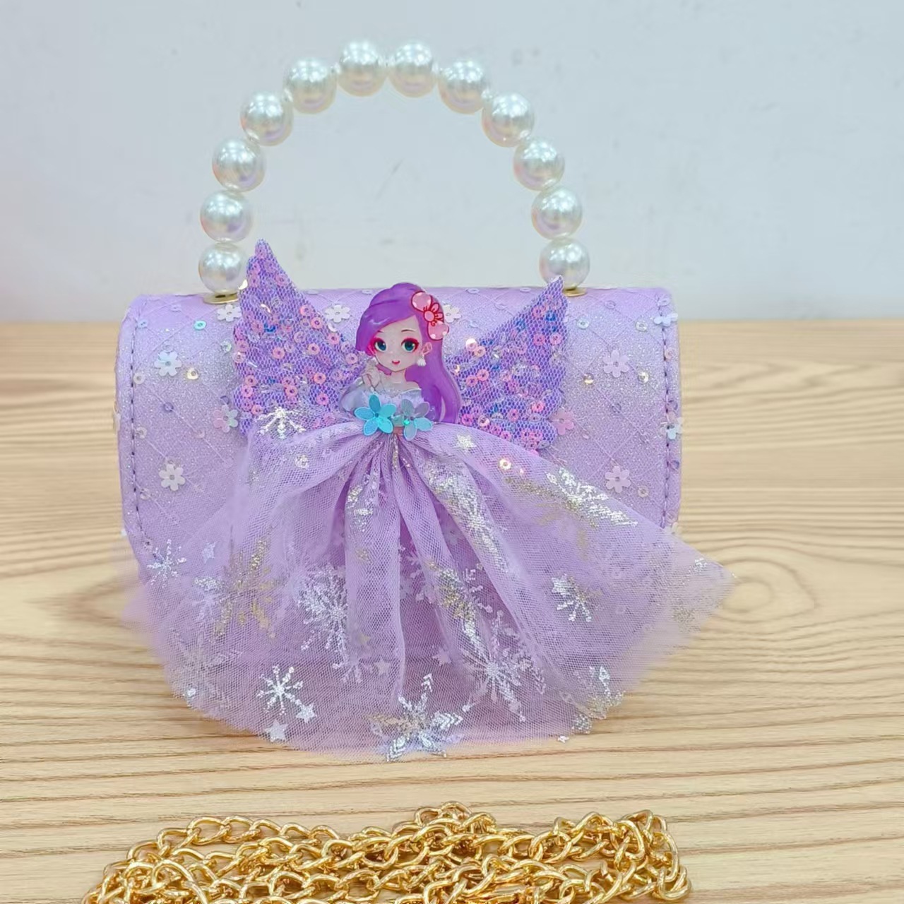 2024 nuevo estilo malla arco bolso para niños pequeño fragancia moda perla monedero princesa diagonal bolso