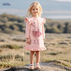 リトルメイブン秋長袖女の子ドレスヨーロッパとアメリカンスタイルのかわいい子供ドレスクロスボーダー子供服卸売ドロップシッピング
