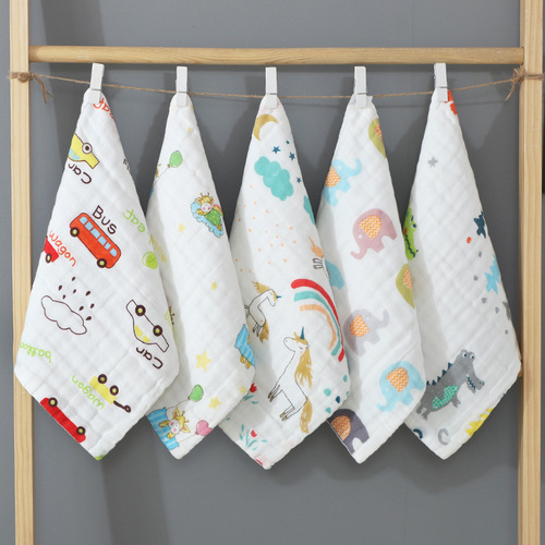Saliva high-density six-layer gauze pure cotton square towel baby soft absorbent face towel small towel wholesale