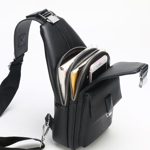 Men's Single Shoulder Bag, Charging Crossbody Bag with Wallet, Fashion Casual Leather Shoulder Bag, Waterproof Hip Bag