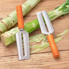 ステンレス製レタス専用皮むきナイフ、果物・野菜皮むきナイフ、フルーツナイフ、木柄多機能キッチンピーラー