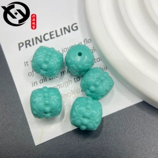 绿松石优化精工雕刻12mm莲花珠桶珠星月文玩配件 厂家直销