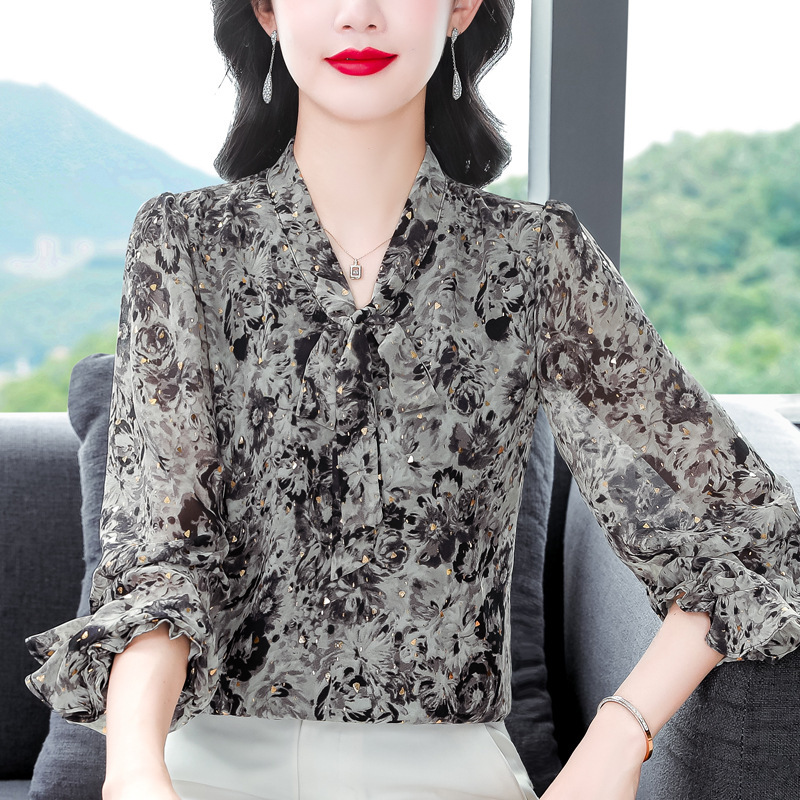 Brand-Name Stylish High-End Chic Long-Sleeve Shirt 2026 Spring and Autumn New Model Elegant Versatile Tummy-Covering Silk Top Brand-Name Stylish High-End Chic Long-Sleeve Shirt 2026 Spring and Autumn New Model Elegant Versatile Tummy-Covering Silk Top