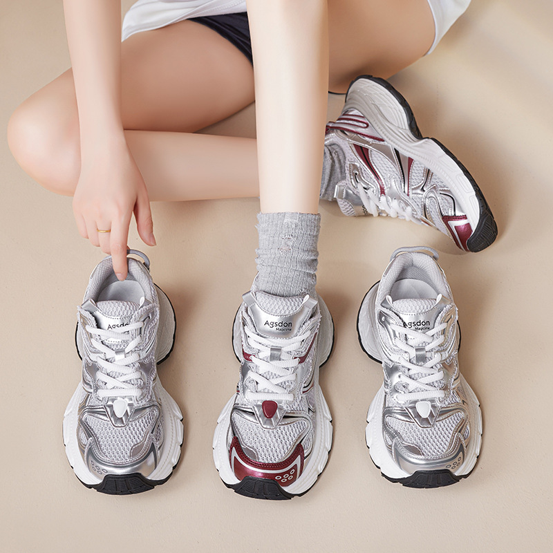 Zapatillas Augusden para mujer, novedad de verano 2025, deportivas casuales de suela gruesa para personas de baja estatura, zapatillas de malla para correr