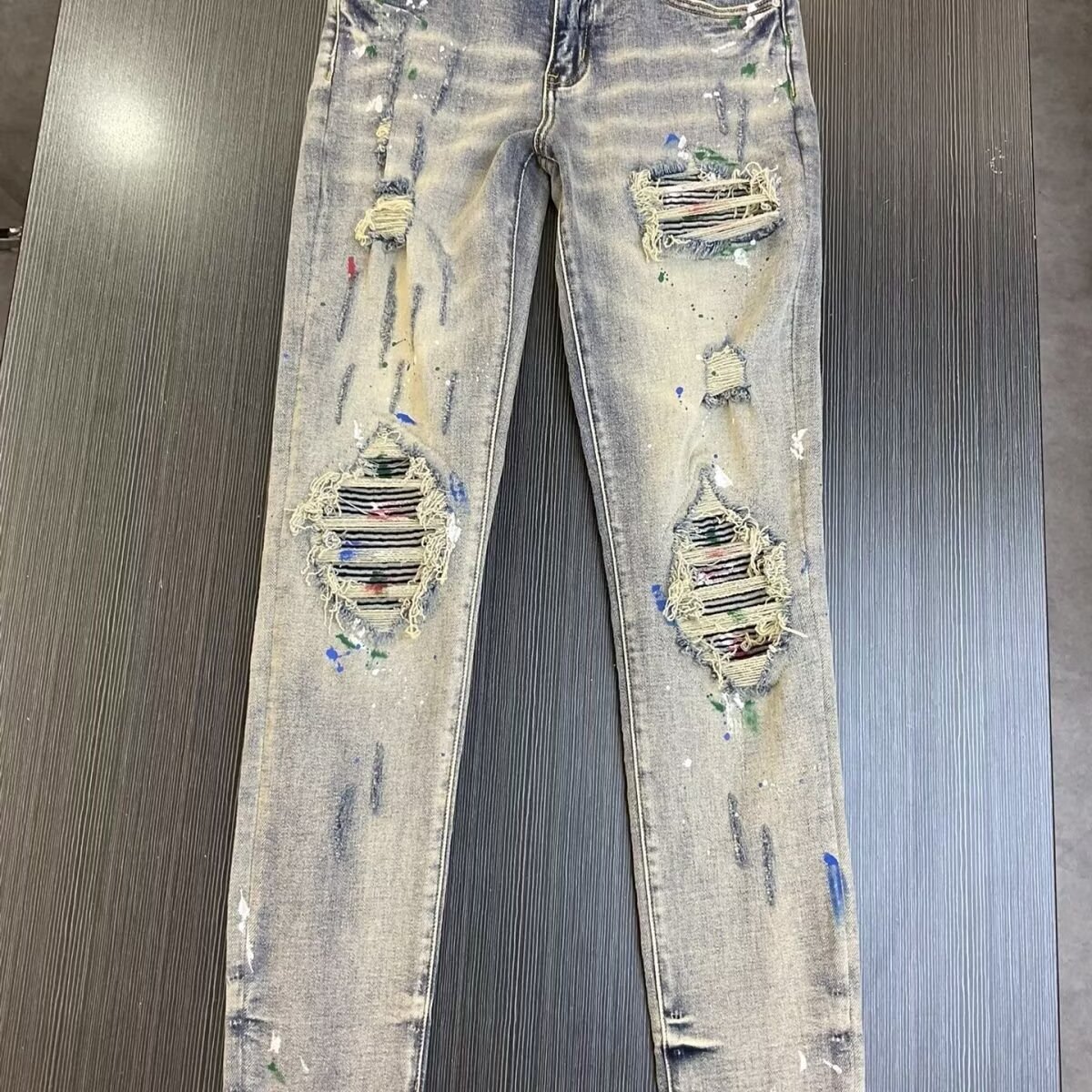Men's Clothing Men's Retro Distressed Ripped Patched Stretch Slim Fit Skinny Jeans High Street Fashion Brand For Formal & Casual_mkmklike.com