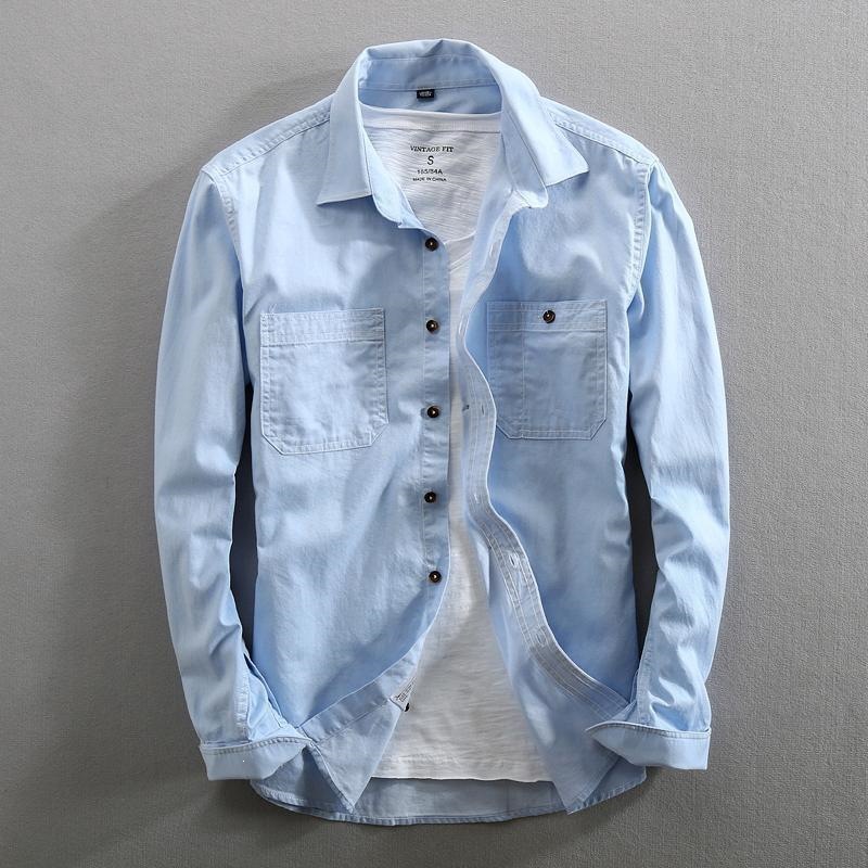 Japanese-style denim shirt, men's long-sleeved new arrival, loose-fitting denim shirt, men's casual top, youth denim jacket, men's outerwear