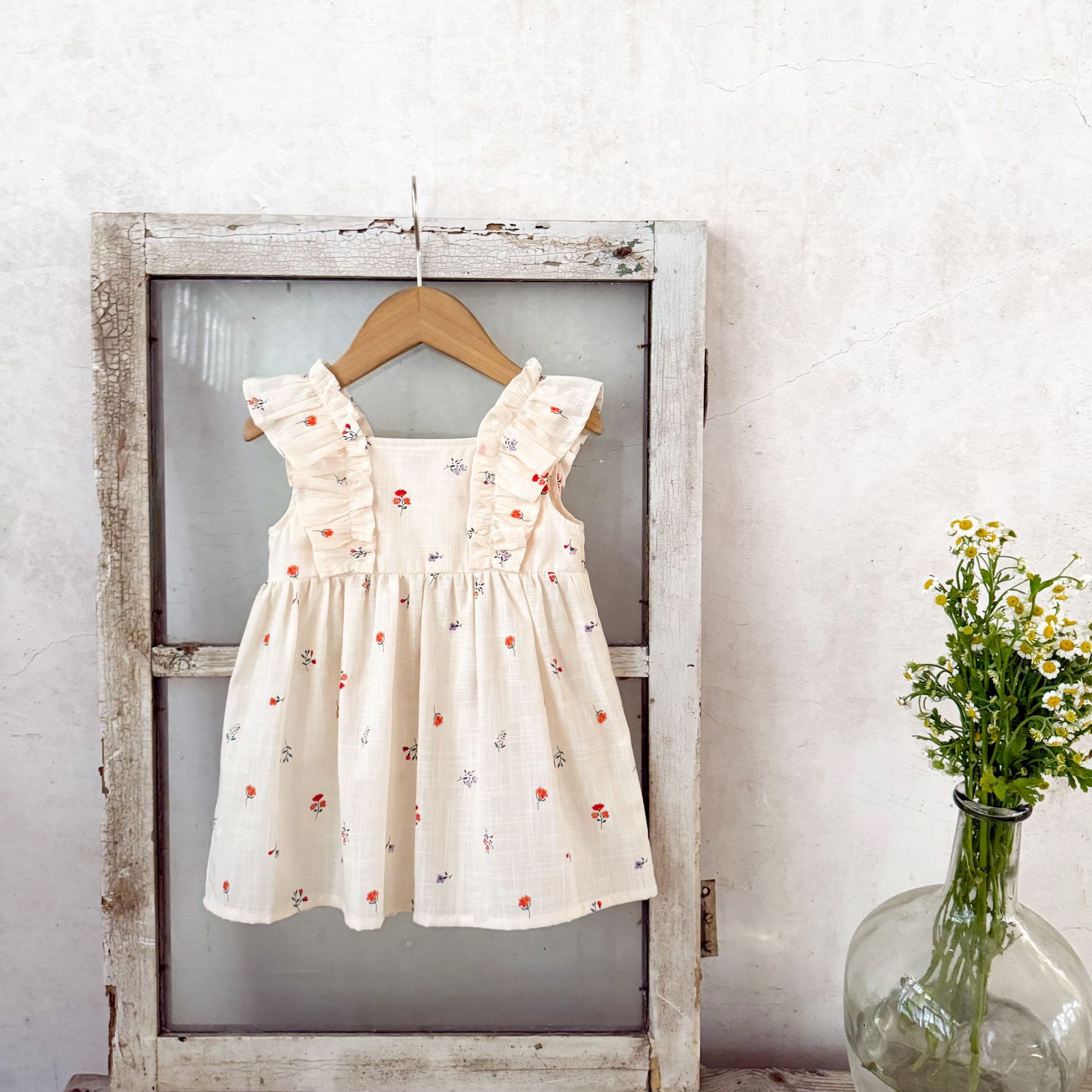 Ins verano chaleco de estilo nórdico de niñas encantador vestido de estilo de princesa para niños pequeños y medianos falda casual suelta