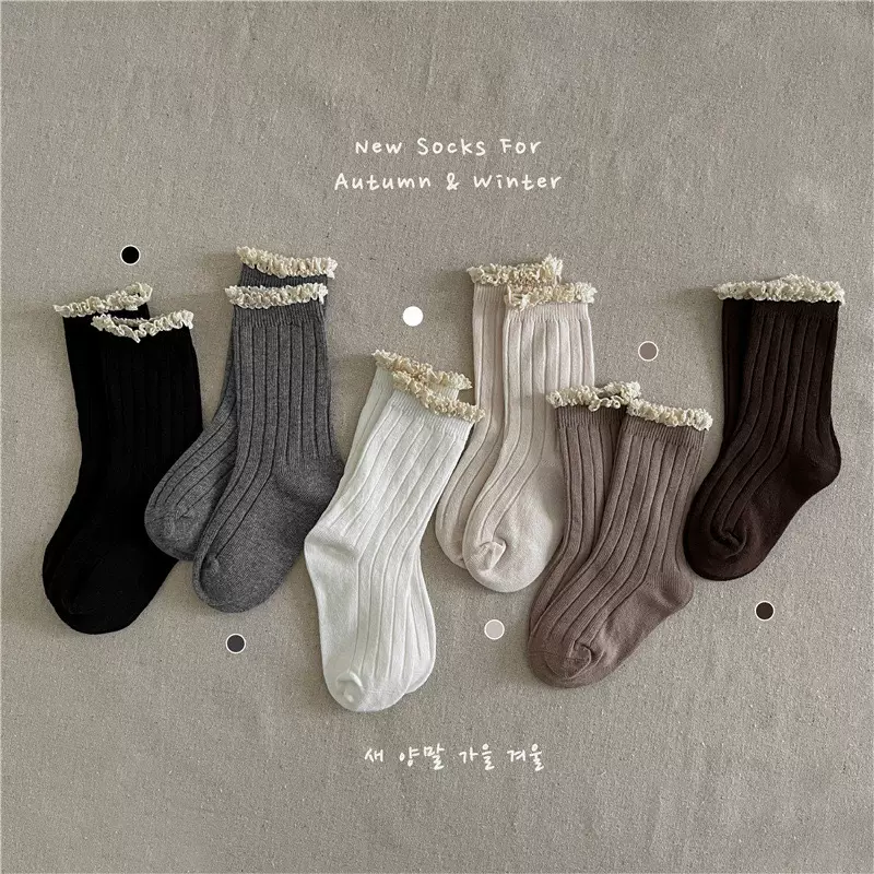 儿童袜子女童森系甜美蕾丝花边袜子2024秋季新款可爱复古公主袜
