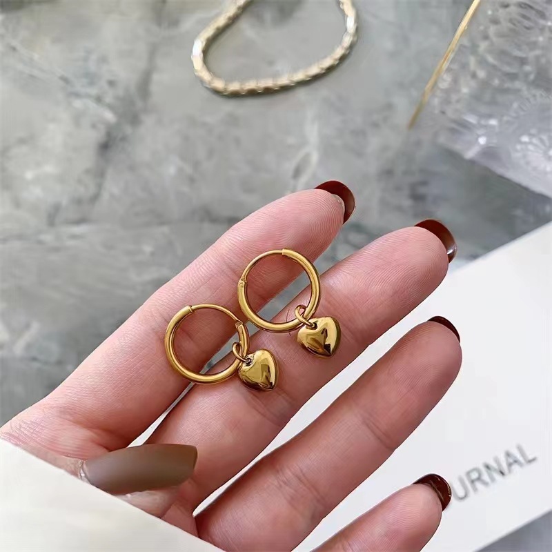 Drop Earrings Classification 18K Gold Plating Color 1 Pair Quantity 1 Pair Fashion Heart Shape Plating 304 Stainless Steel 18K Gold Plated Stainless Steel Earrings
