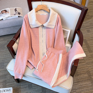 300 Jins plus size women's chubby girl new fashion thin sweater pants fashion casual suit 7179