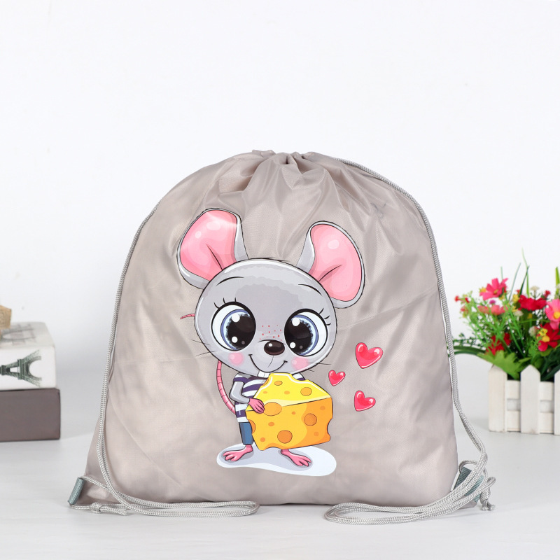 Venta al por mayor bolsa de poliéster impresa logo mochila de viaje bolsa de almacenamiento de cordón de tela Oxford