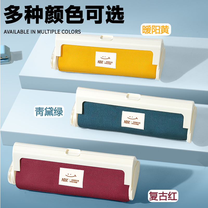 NBX齿轮布丁笔袋多层大容量便携文具盒多功能复古铅笔袋简约小众