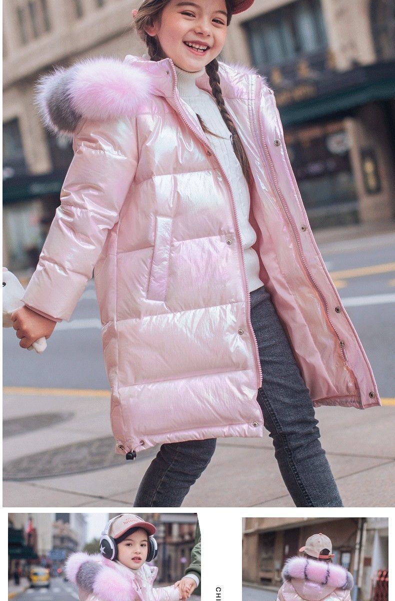 Kids' Clothing Children's Down Cotton Jacket For Baby Girls Mid Length Girls Middle And Large Children Stylish Shiny Winter Coat Cotton Jacket_voghion.com