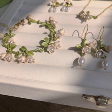 银针珍珠花朵叶子系列饰品田园风设计感个性可爱少女耳环超仙耳饰