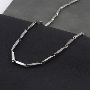 European and American hip-hop titanium steel necklace thick chain diamond handmade square chain bamboo chain trendy men's and women's clavicle chain accessories