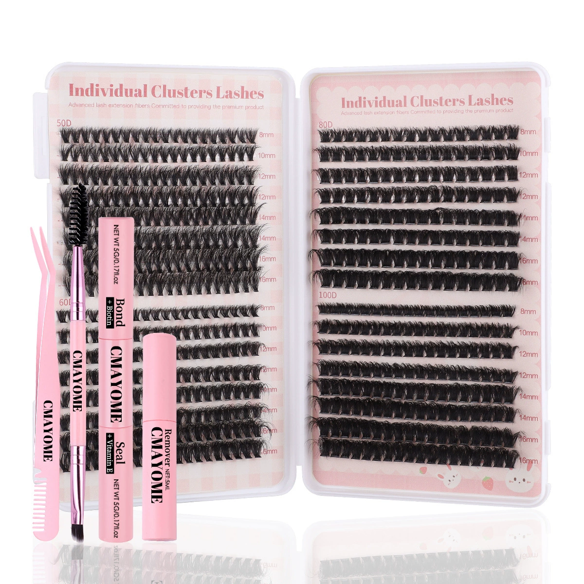 Mixed Cluster Eyelash Kit, Multi-Size False Lashes with Tweezers & Glue Options