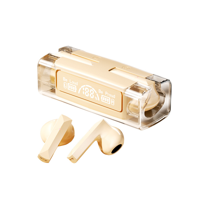 Audífonos inalámbricos Bluetooth D32 personalizados para exportación OEM, con pantalla digital transparente, batería de ultra larga duración y alta calidad.