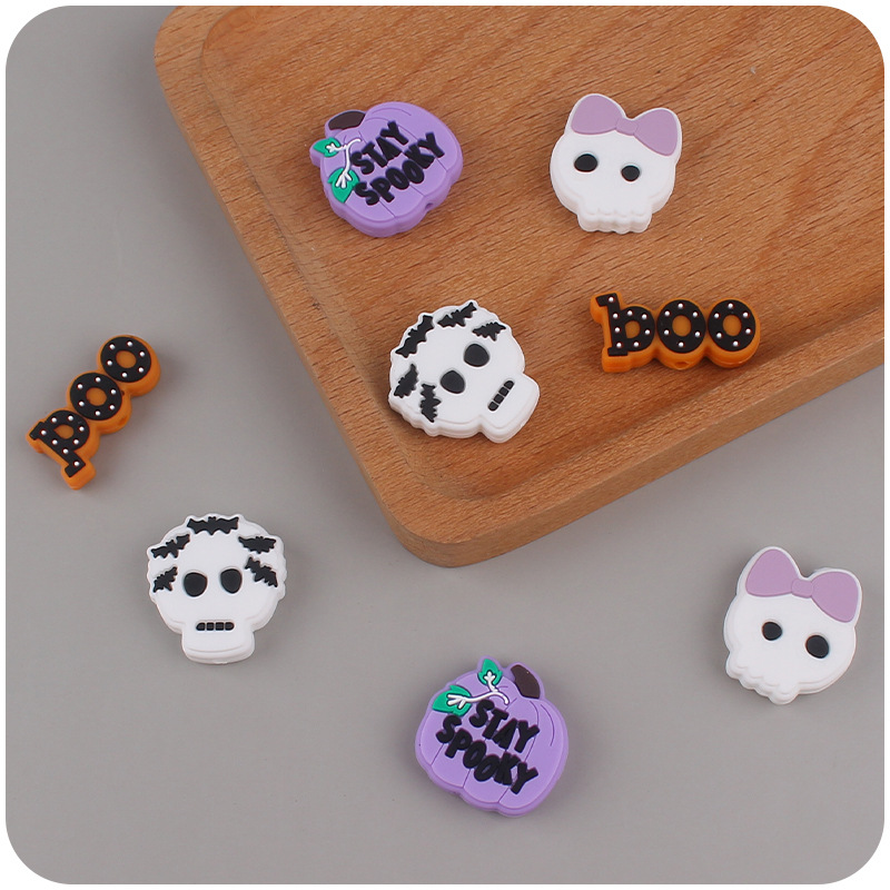 Nuevo bebé de dibujos animados Halloween calabaza pequeño monstruo mordedor creativo DIY bebé molar pezón cadena Accesorios