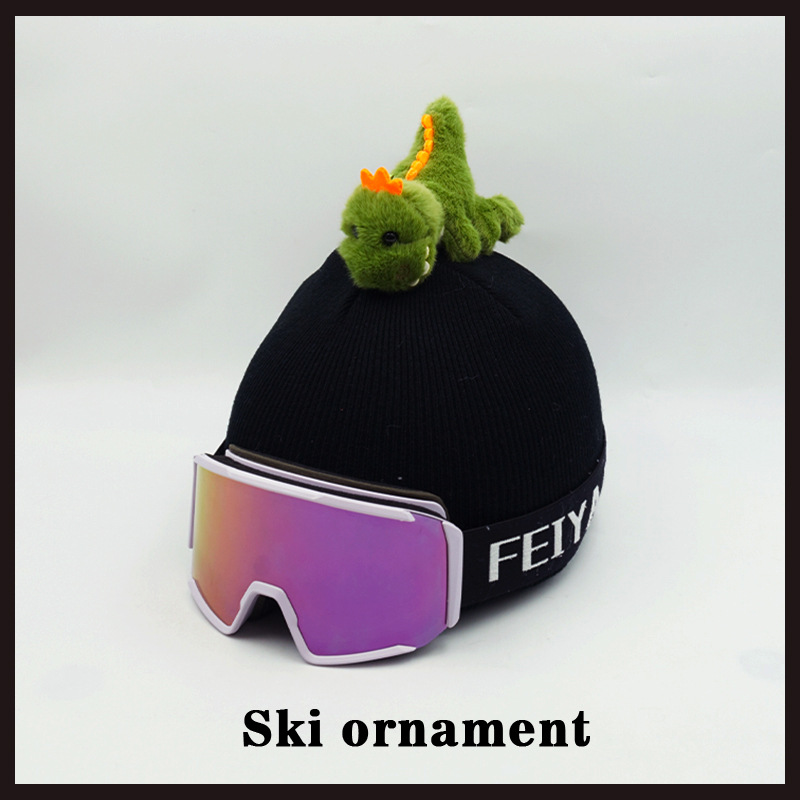 Creative Green Plush Dinosaur Cartoon Accessories Detachable Ski Helmet Cover