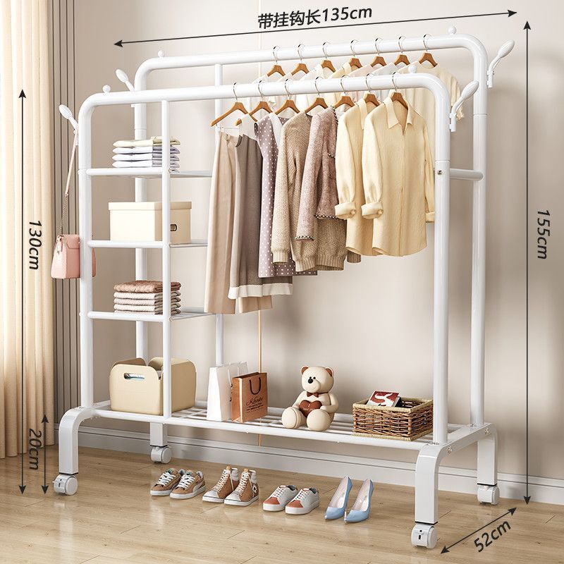 厚みのある家庭用バルコニー物干しラック床置き垂直衣類ラックコートラック寮収納屋内寝室衣類ラック|undefined