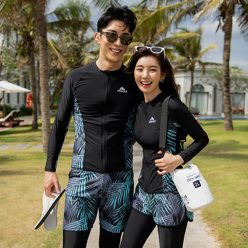 Diving Suit Zipper Split Long Sleeve Trousers Swimming Suit Sun-proof Quick-drying Couple Men's and Women's Jellyfish Suit Beach Snorkeling Suit