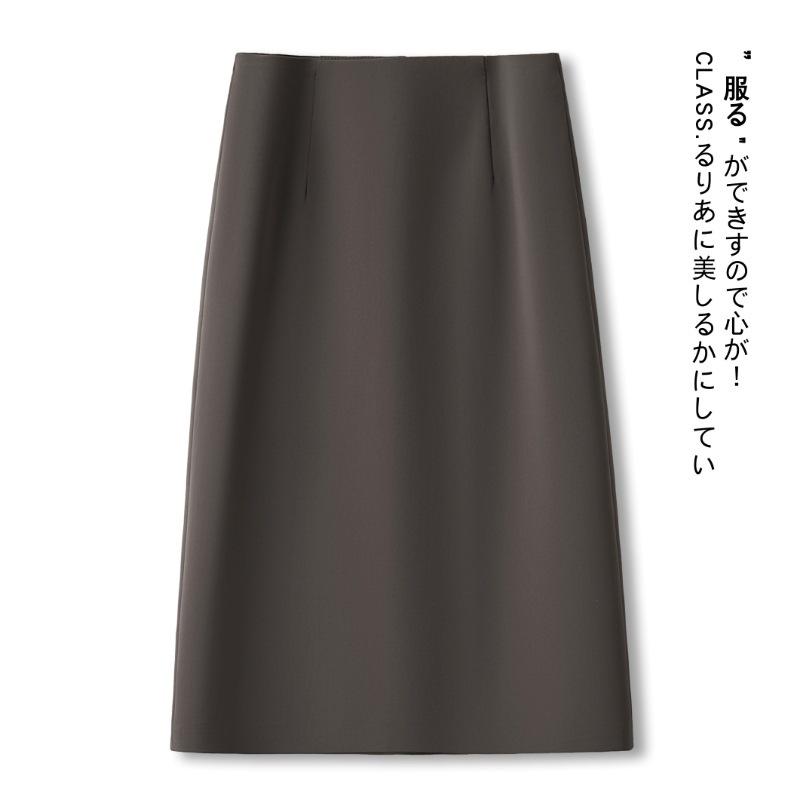 a字半身裙女秋冬2025新款高腰显瘦毛呢中长款裙子黑色包臀直筒裙|undefined