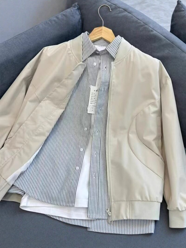 美式休闲潮牌棒球服男款外套春秋款设计感高级痞帅宽松工装夹克男|undefined